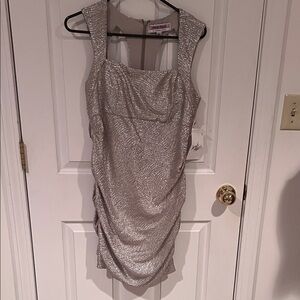 Hailey Logan Silver Dress with Glitter Trim